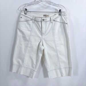 CAbi Jeans White Capri Shorts Womens Size 10 Stretch Paneled Stitched